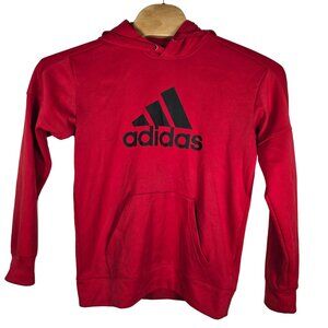 Adidas Hooded Sweatshirt Small Men's Red Logo Long Sleeve Kangaroo‎ Pocket